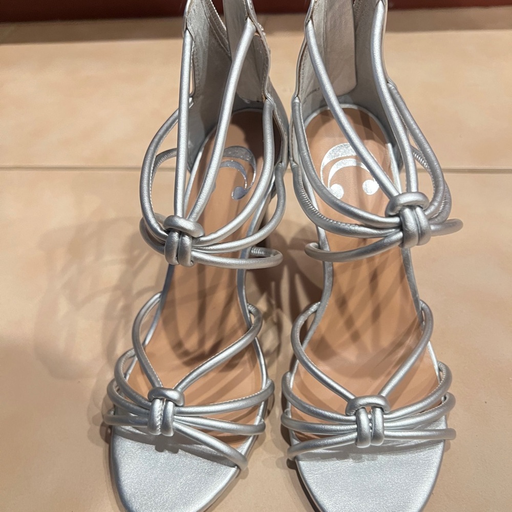 Elegant Silver Strappy Heels